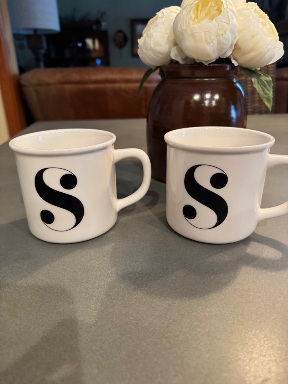Pottery "S" Monogram Mugs